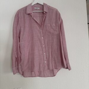 Madewell Pink Striped Oversized Long Sleeve Summer/  Beach Top  Women's Sz L